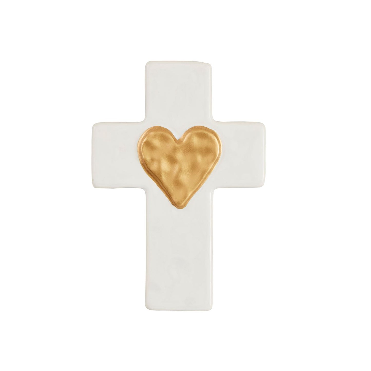 Ceramic & Gold Heart Cross