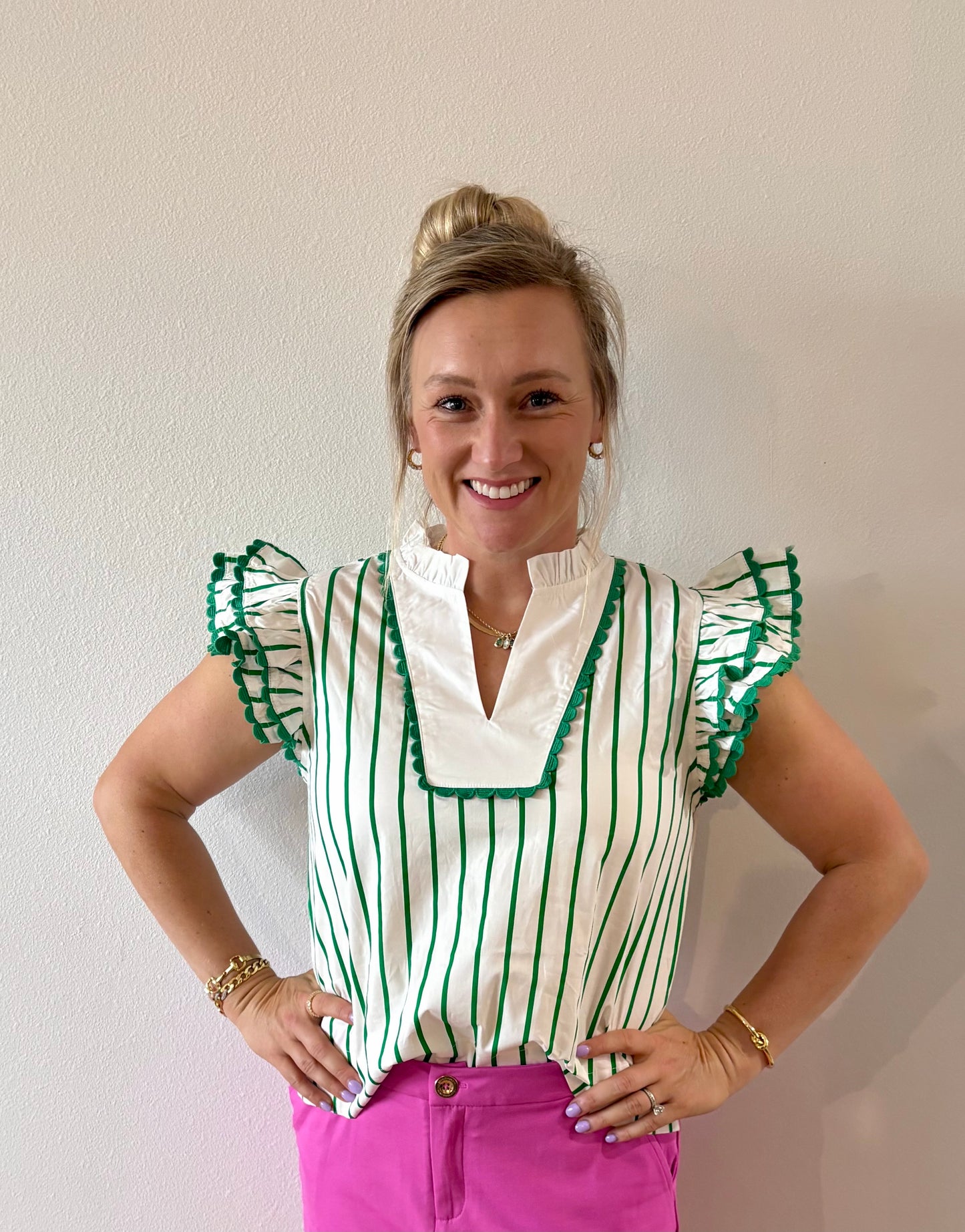 Pop of Green Top
