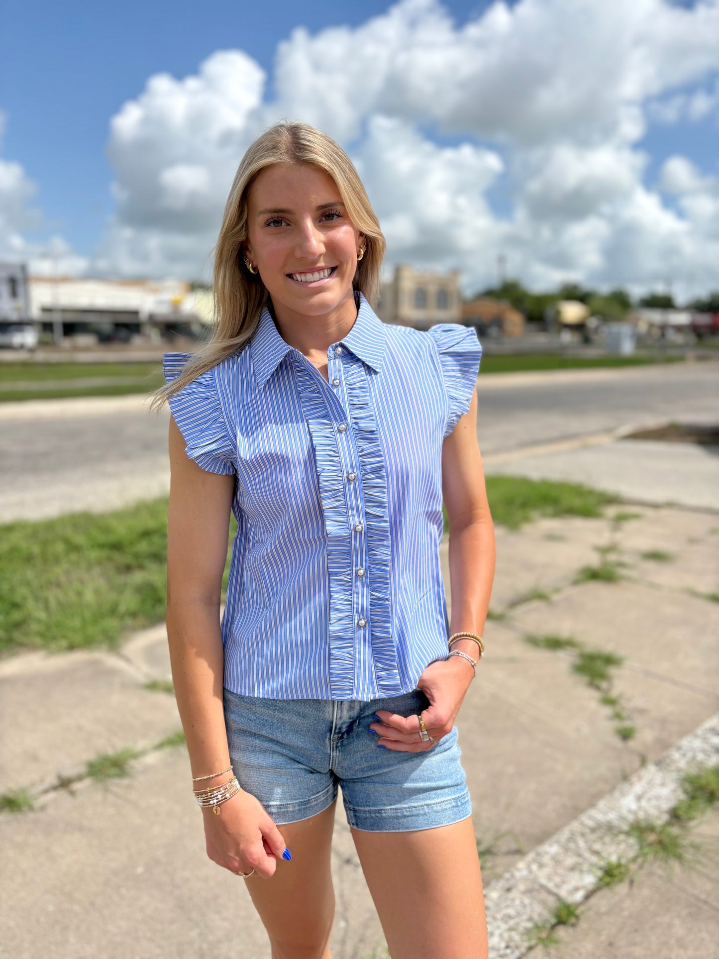 Pearls & Strips Top