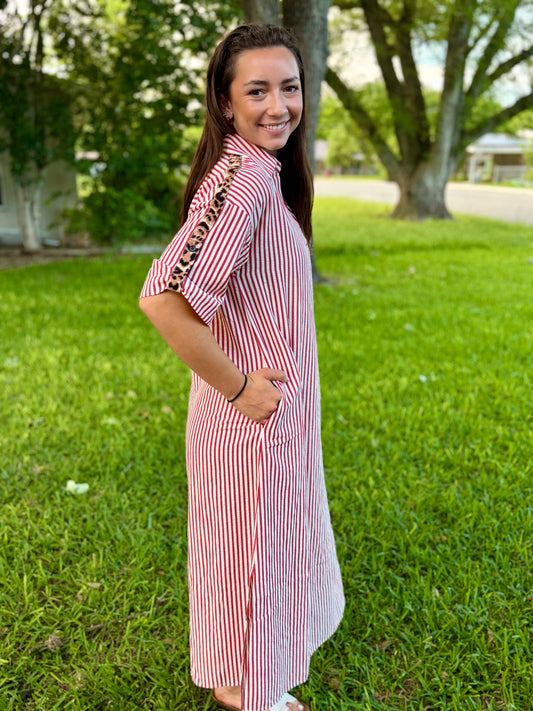Tessa Red Stripe Midi Dress