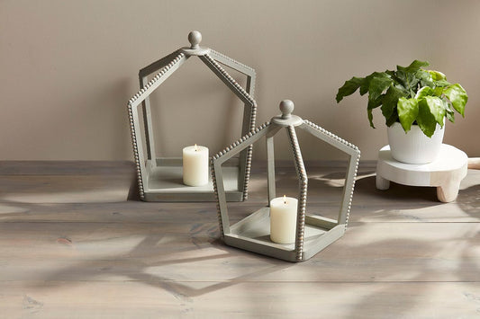 Grey Beaded Lantern Set