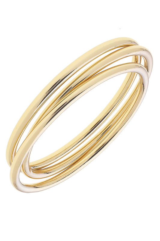 Isla Bangle Set of 3 in Shiny Gold