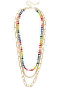 Sunday Rainbow Beaded 3-Row Layered Pendant Necklace Base