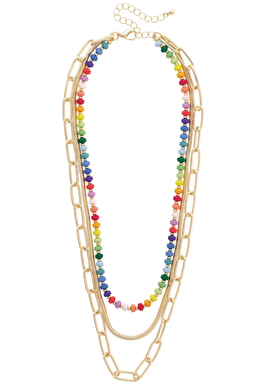 Sunday Rainbow Beaded 3-Row Layered Pendant Necklace Base