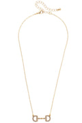 Queenie Pave Horsebit Necklace in Shiny Gold