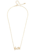Faith Paperclip Chain Necklace in Shiny Gold