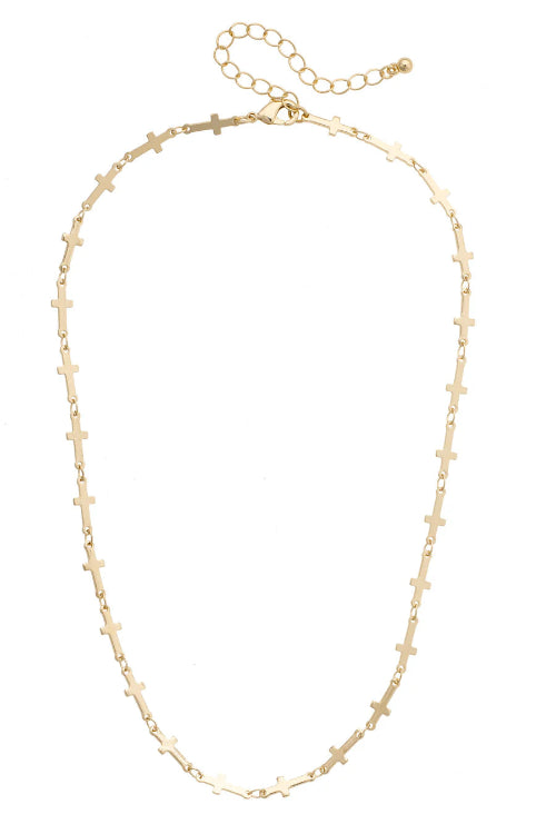 Demi Cross Linked Necklace in Shiny Gold