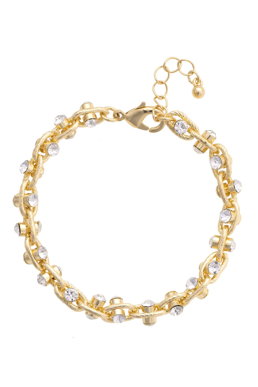 Krystal Twisted Rhinestone Bracelet in Shiny Gold