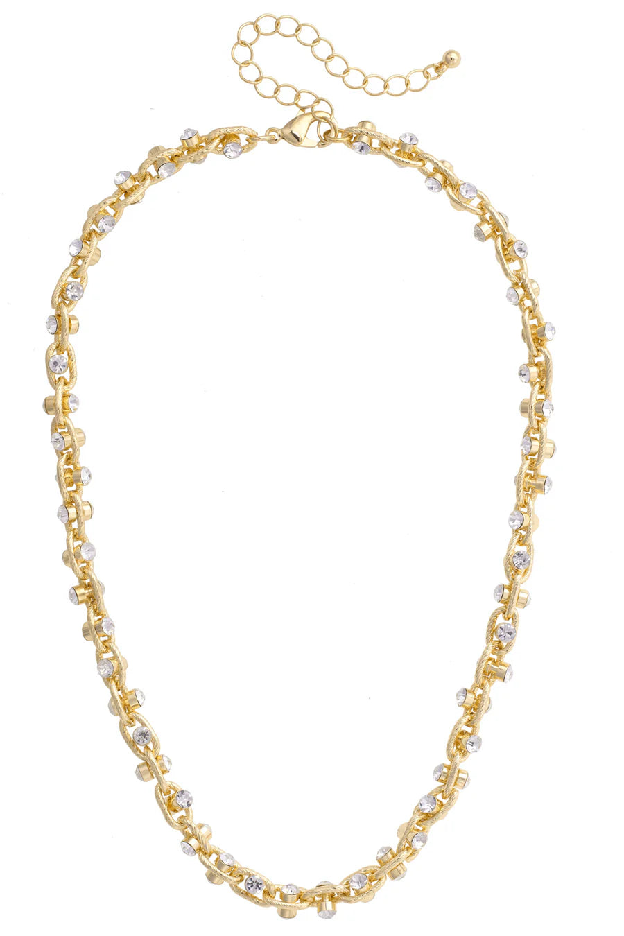 Krystal Twisted Rhinestone Necklace in Shiny Gold