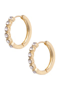 Frankie Pave Hinged Hoop Earrings in Shiny Gold