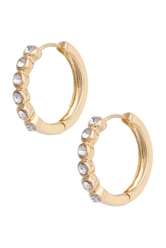 Frankie Pave Hinged Hoop Earrings in Shiny Gold