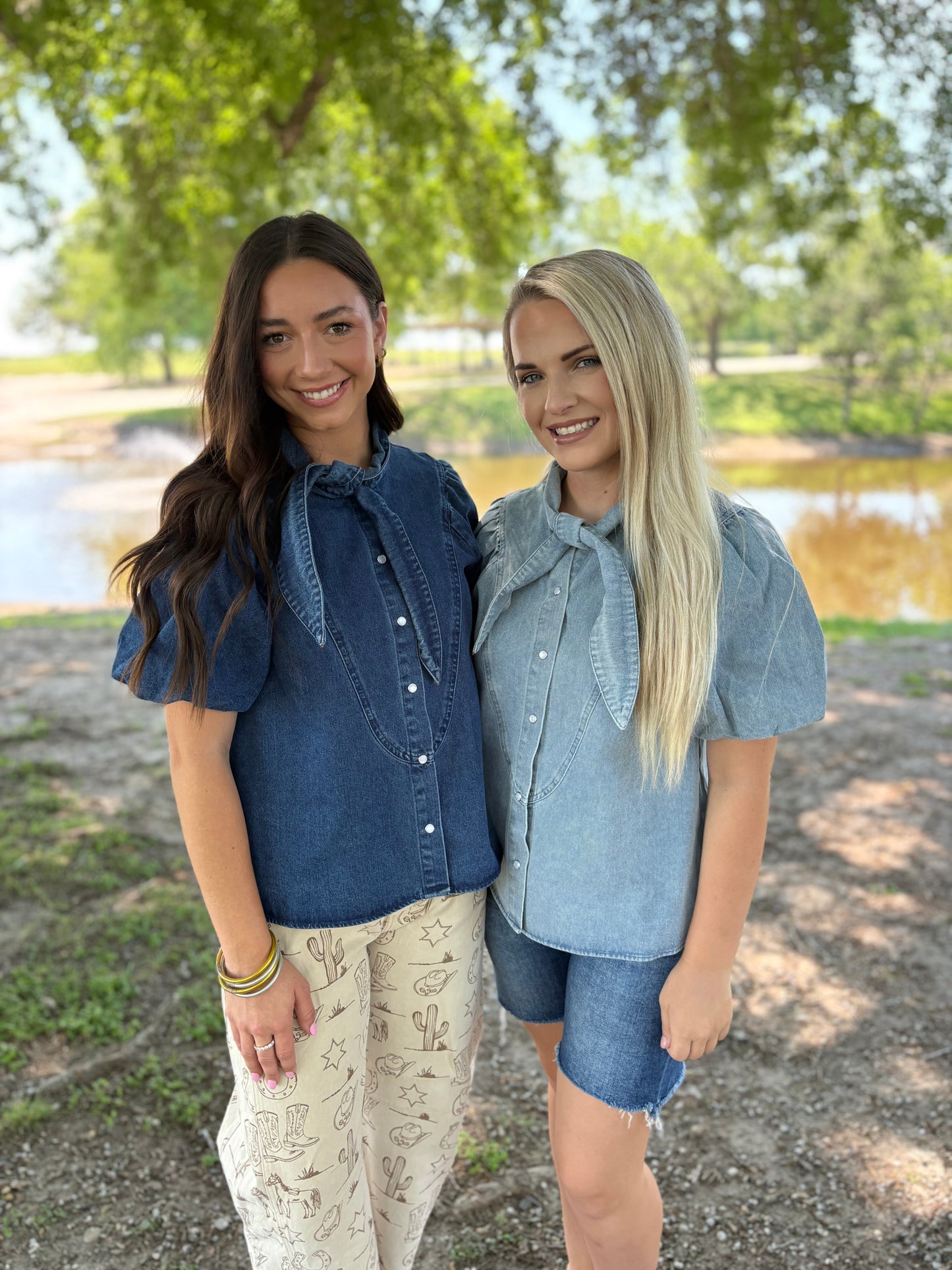 Denim Tie Top