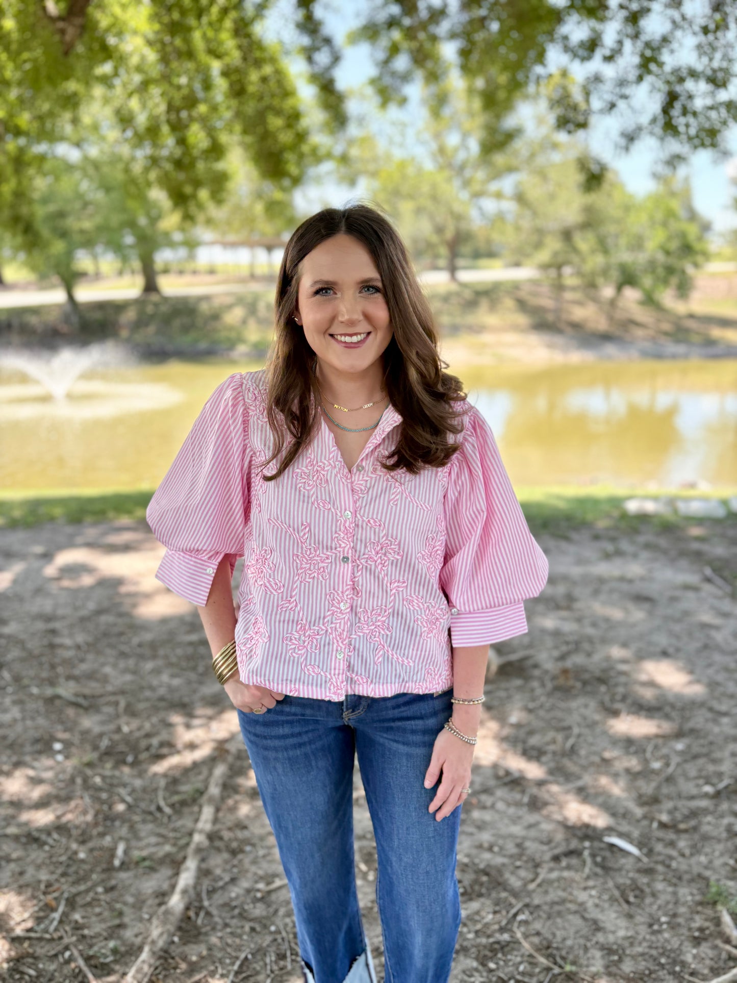 Stripes & Florals Button Down Top