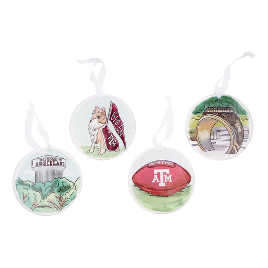 Texas A&M Ornament Set of 4