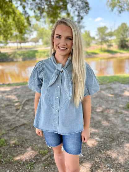Denim Tie Top