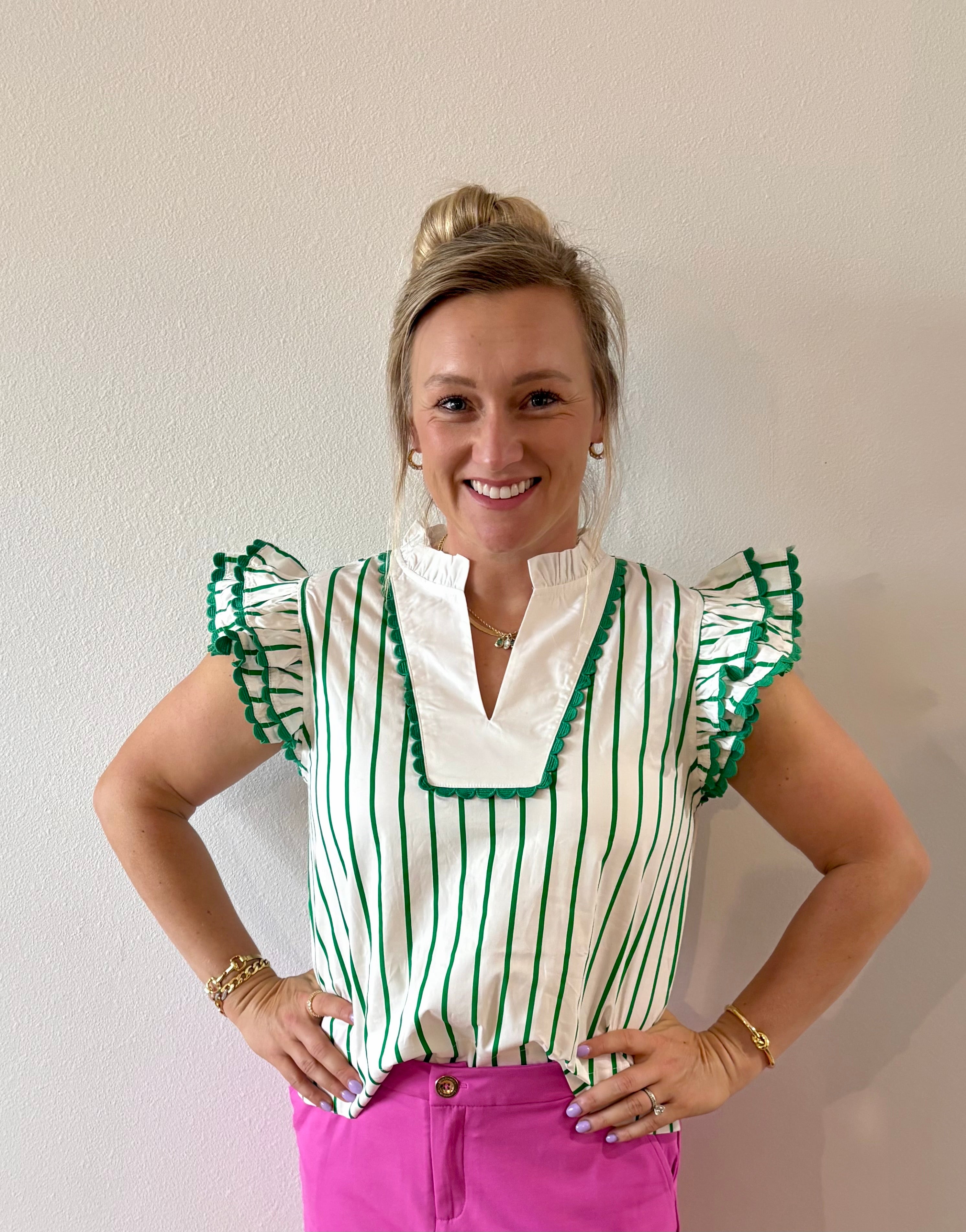 Pop of Green Top