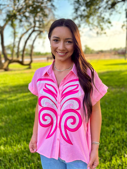 Petal Stitch Stripe Top