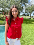 Patriotic Pearls Red Top