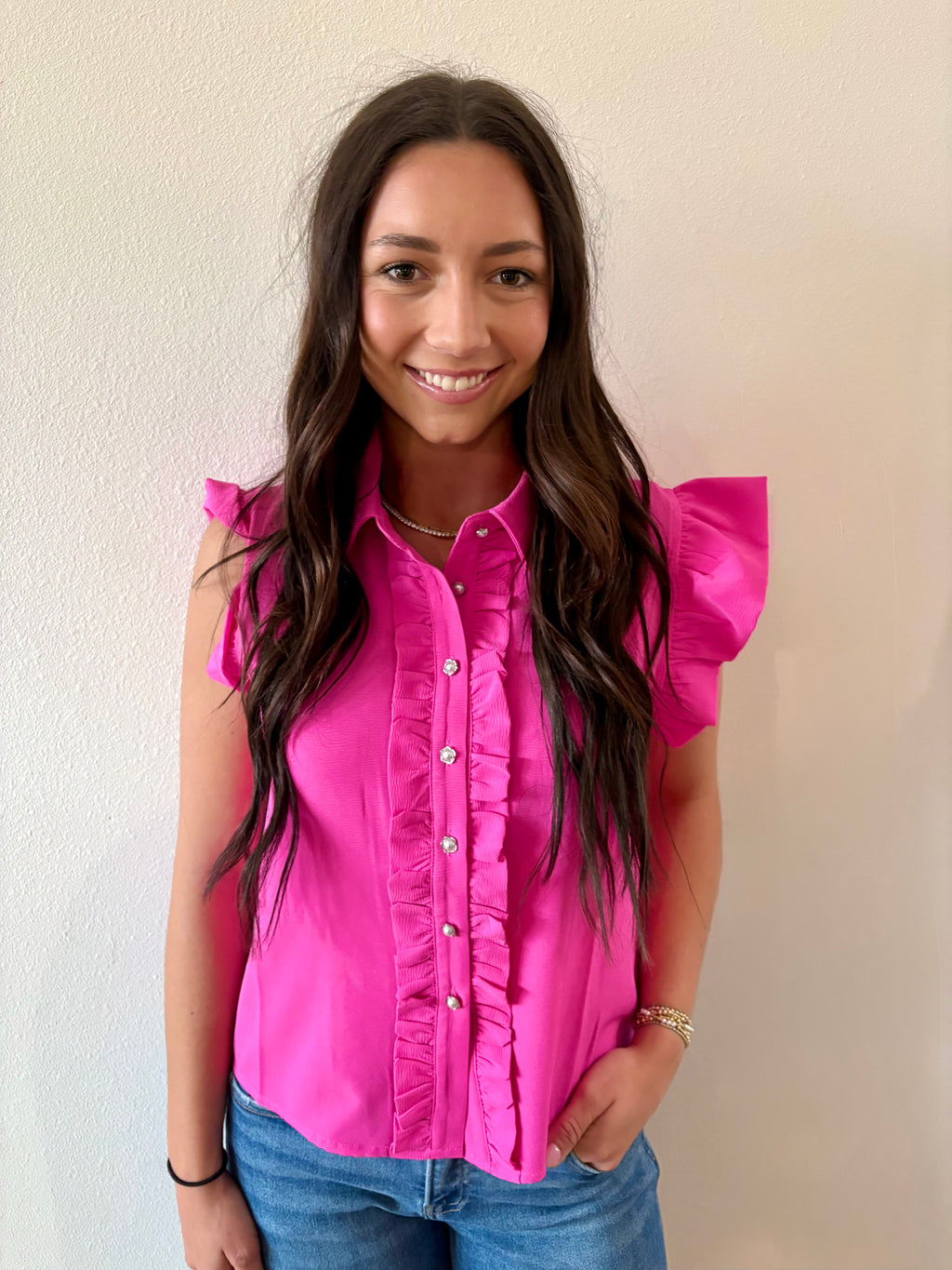 Pearlfectly Pink Ruffle Top