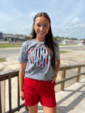 Striped USA in Glitter & Metallic Puff Tee
