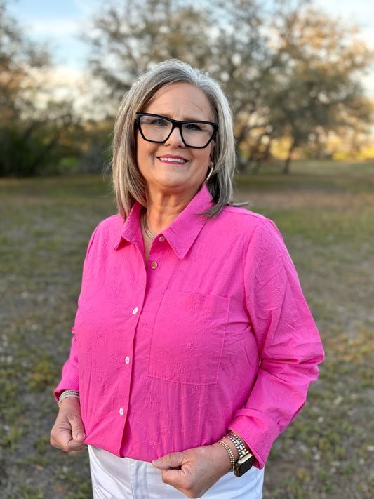 Pink Petals Button Down Top