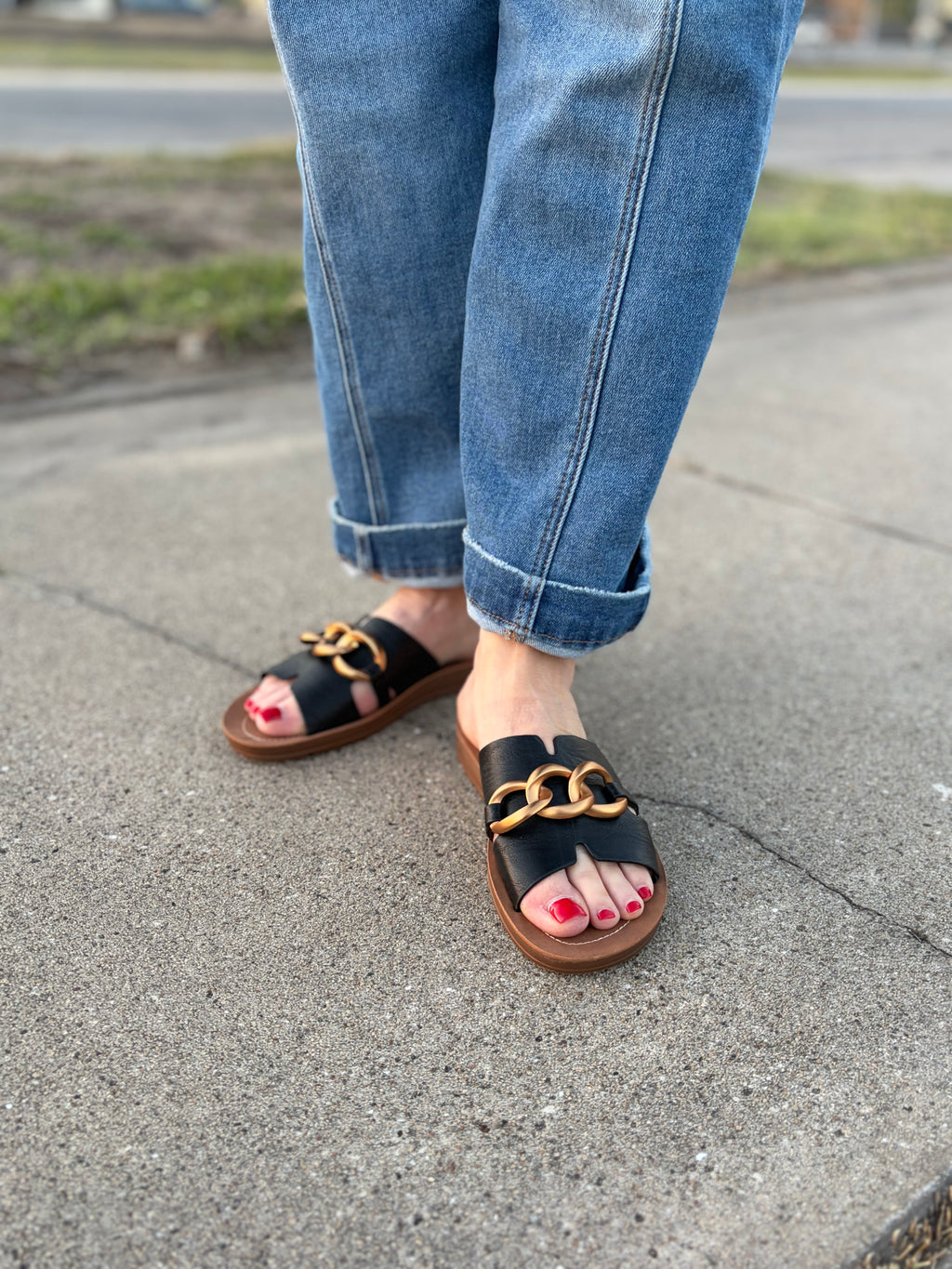 Chain Letter Black Sandal