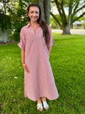 Tessa Red Stripe Midi Dress