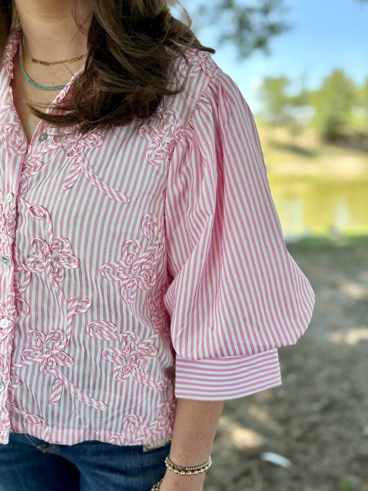 Stripes & Florals Button Down Top