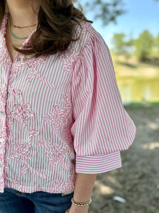 Stripes & Florals Button Down Top