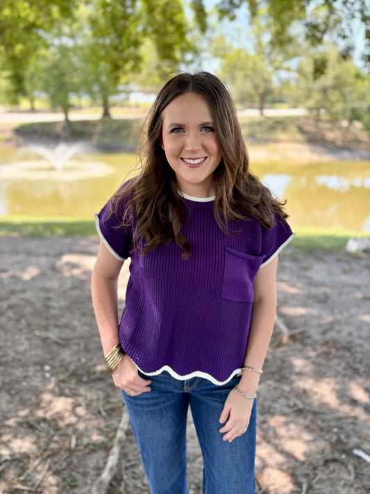 Game Day Scallop Hem Top