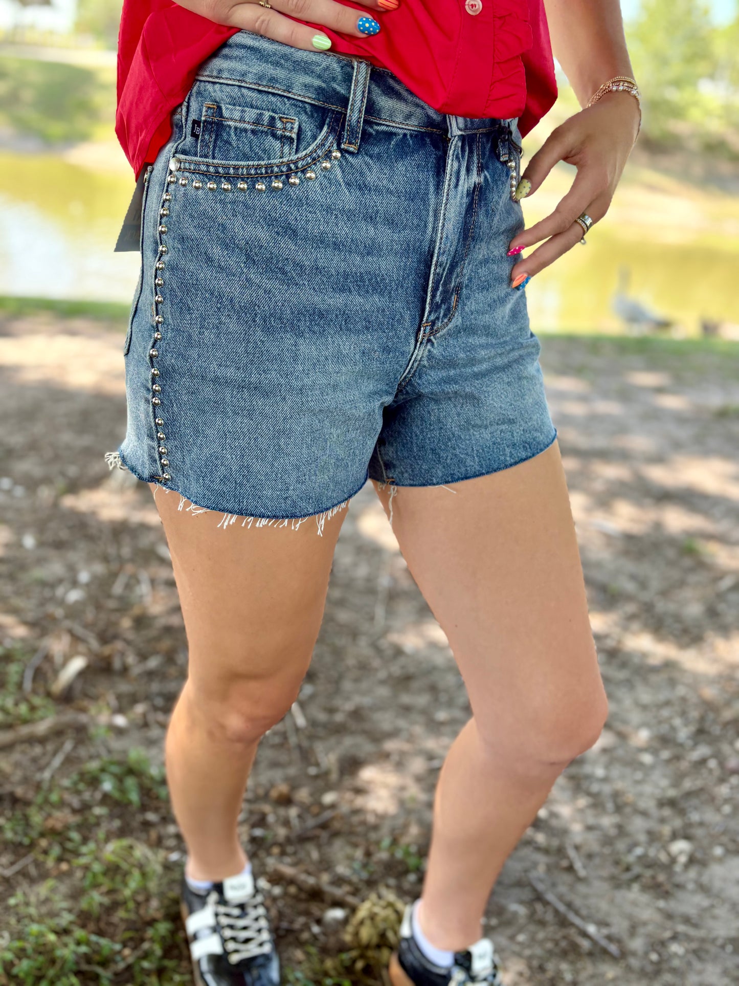 Studded Denim Shorts by Judy Blue