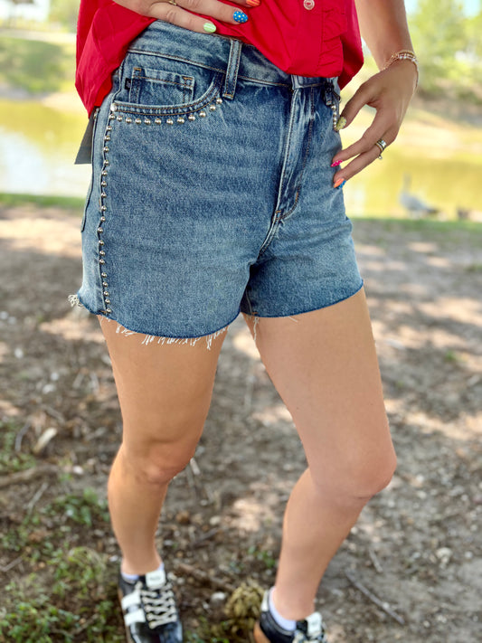 Studded Denim Shorts by Judy Blue