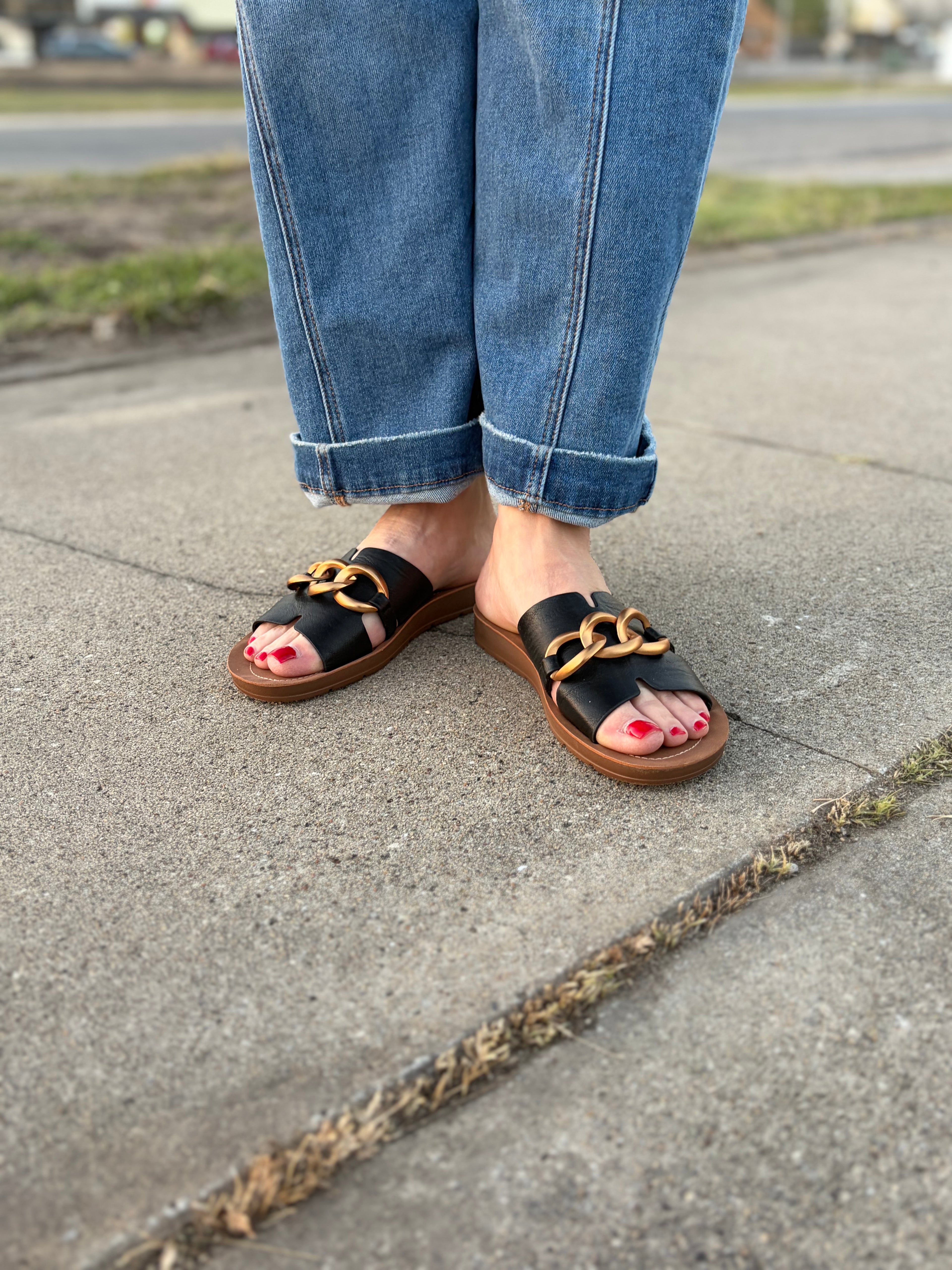 Chain Letter Black Sandal