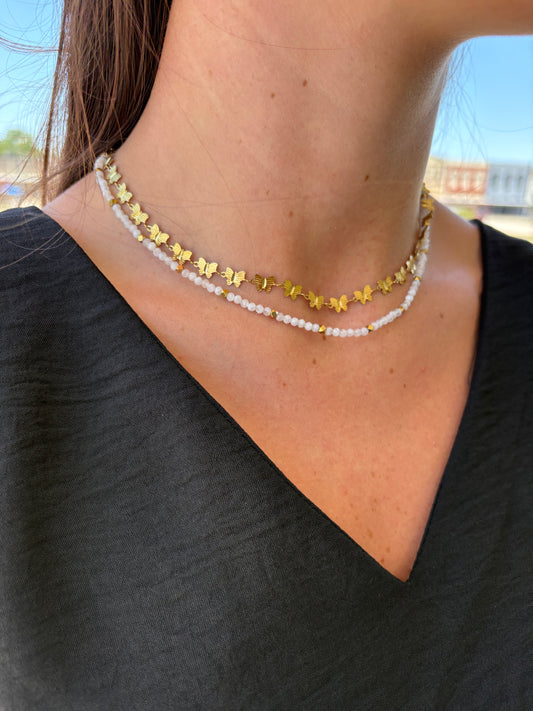 18K Gold Waterproof Butterfly Dainty Chain Necklace