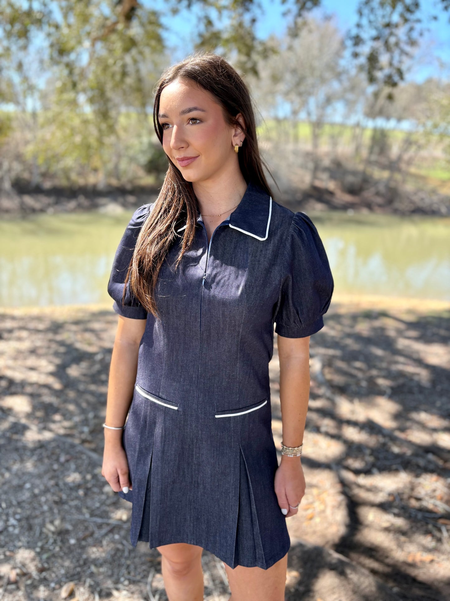 Harper Puff Sleeve Denim Dress