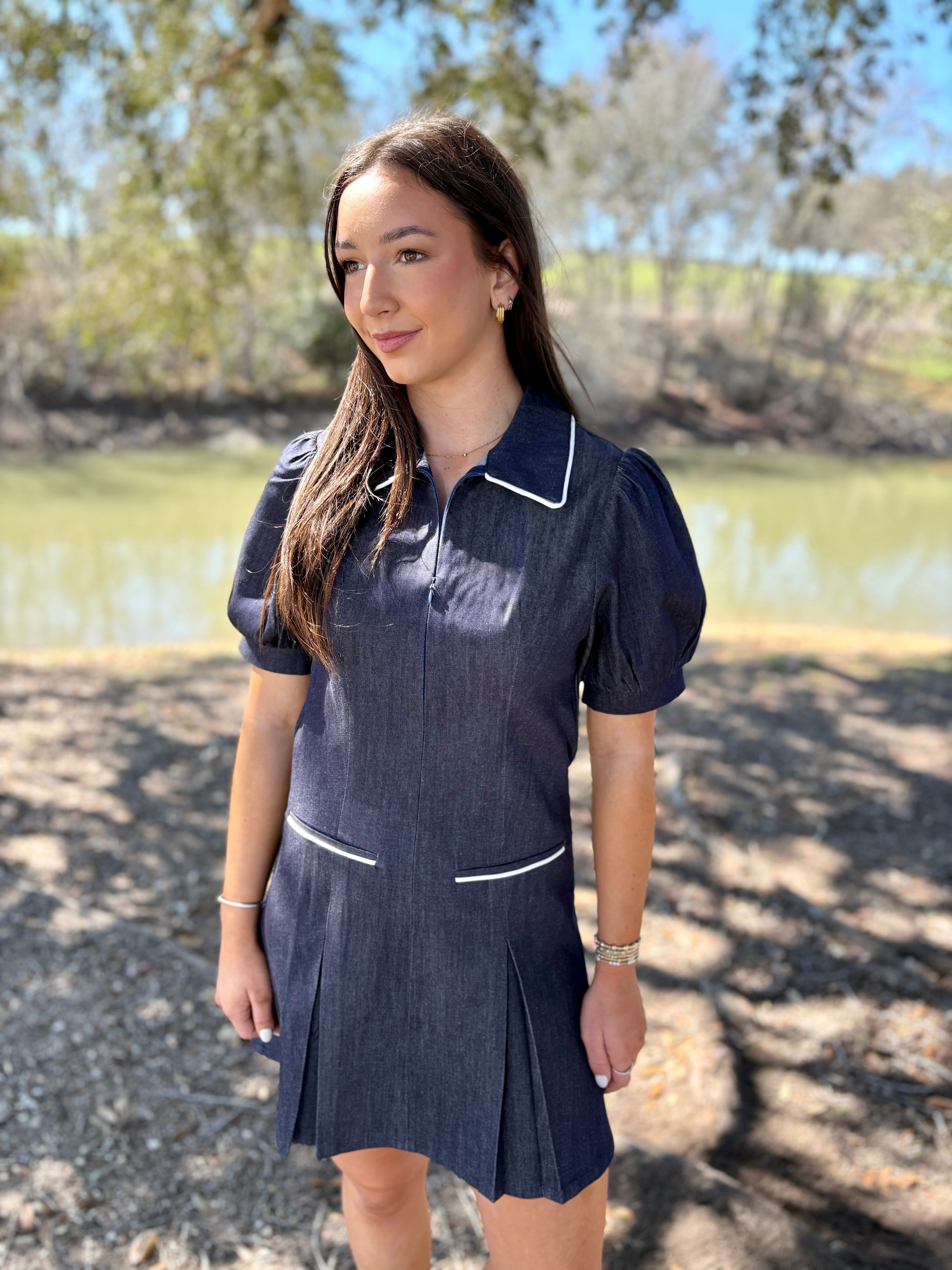 Harper Puff Sleeve Denim Dress