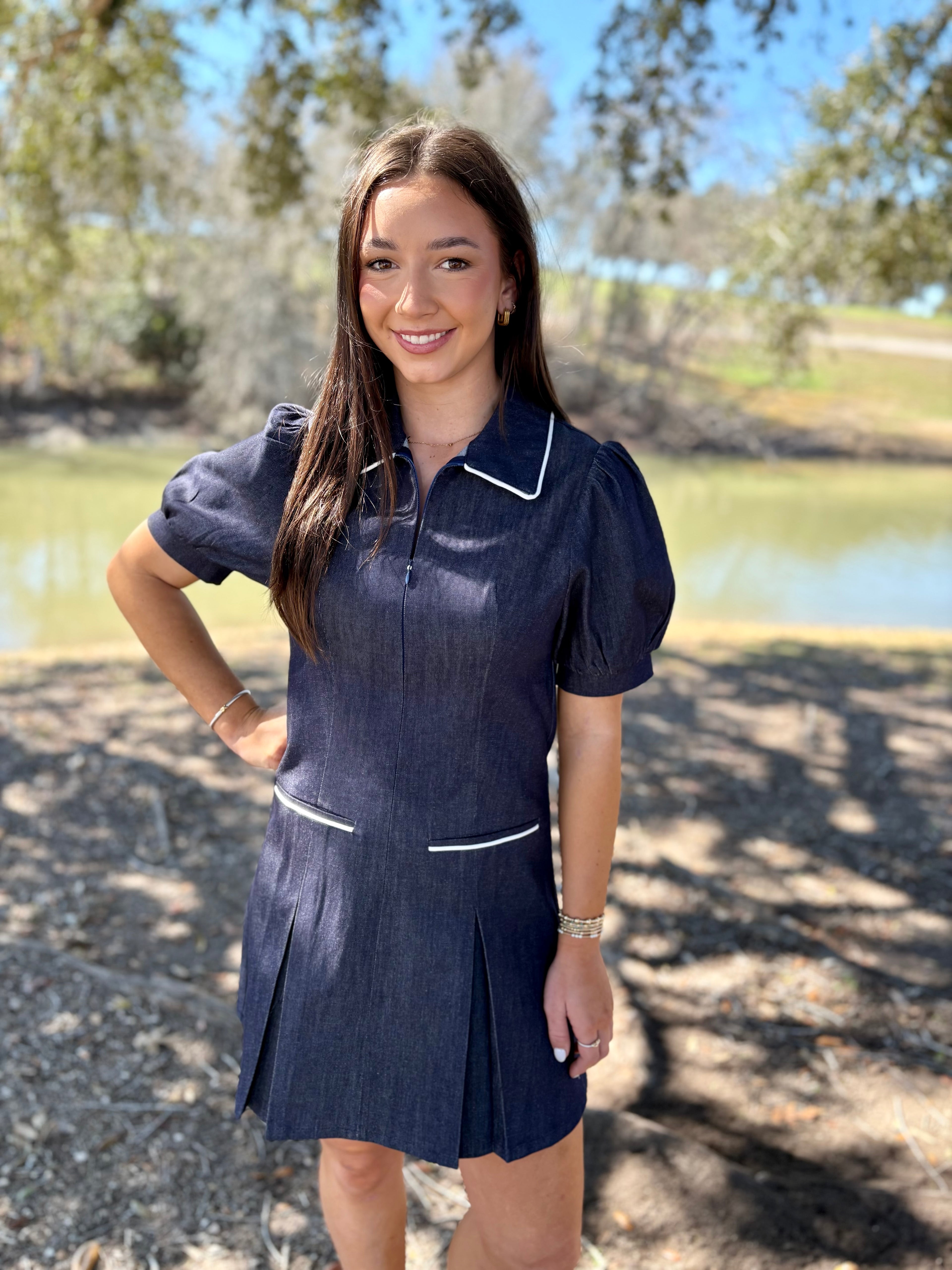 Harper Puff Sleeve Denim Dress