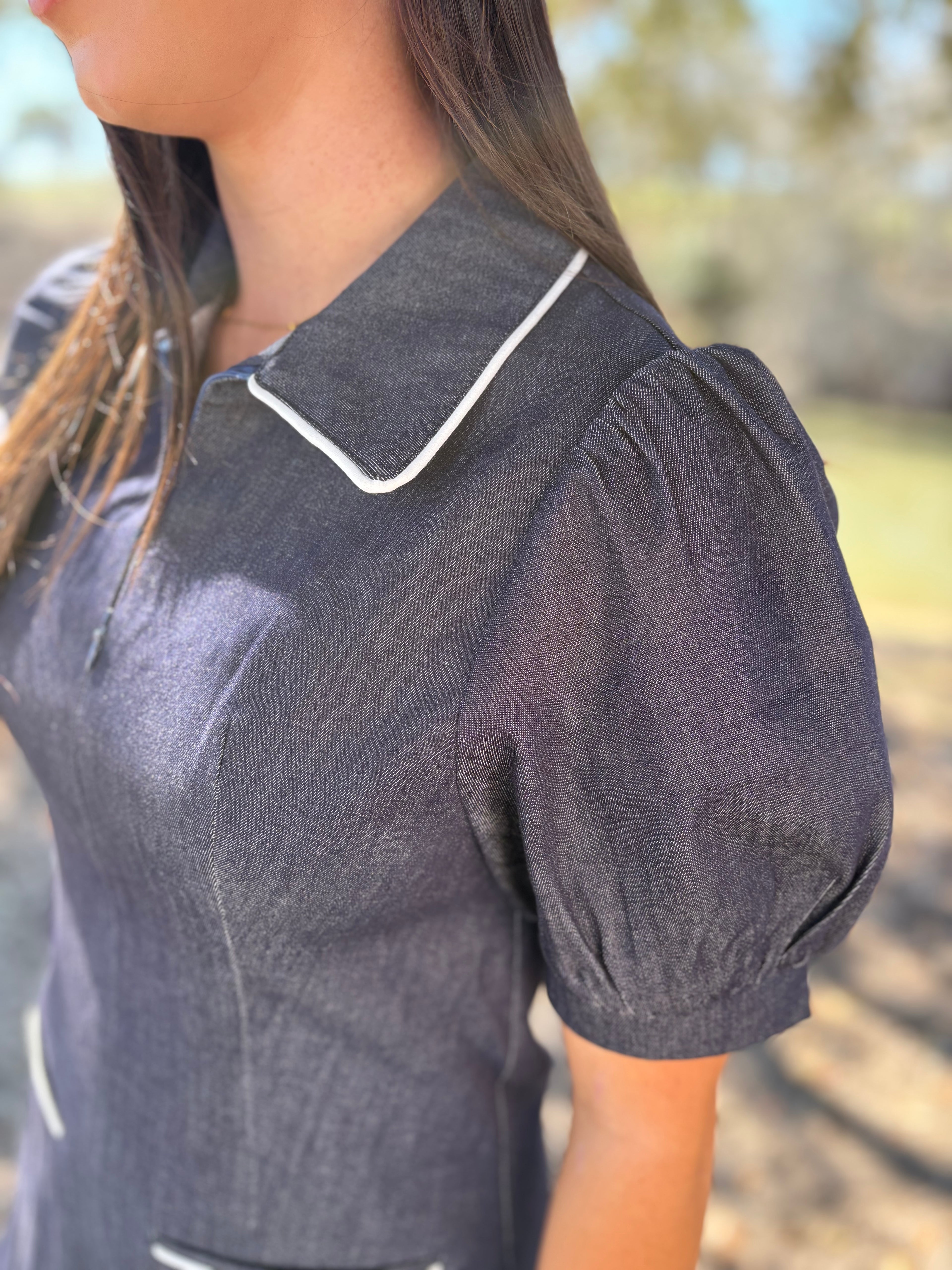 Harper Puff Sleeve Denim Dress