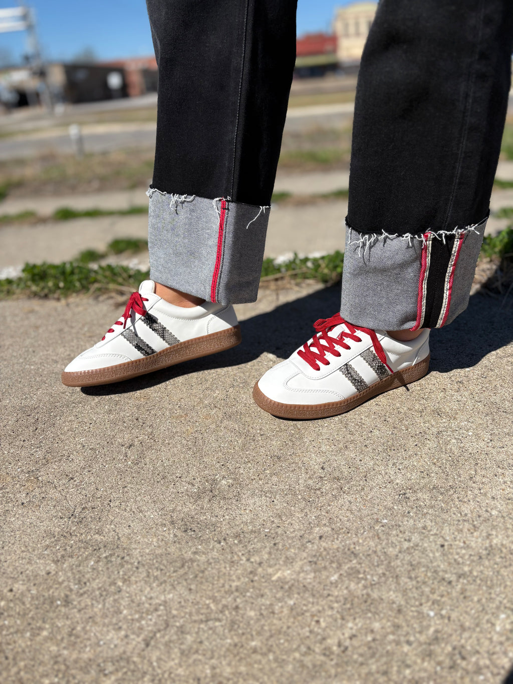 Heads Up White Snake Skin Sneaker
