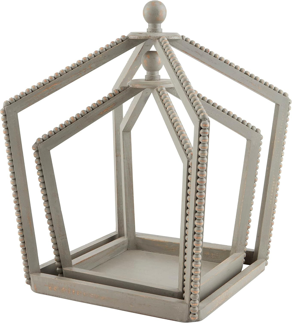 Grey Beaded Lantern Set