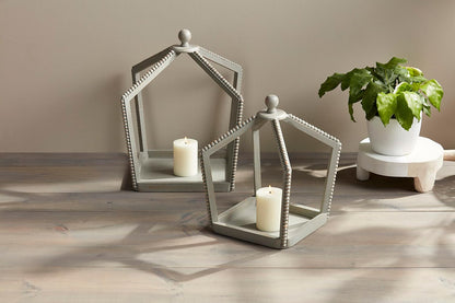 Grey Beaded Lantern Set