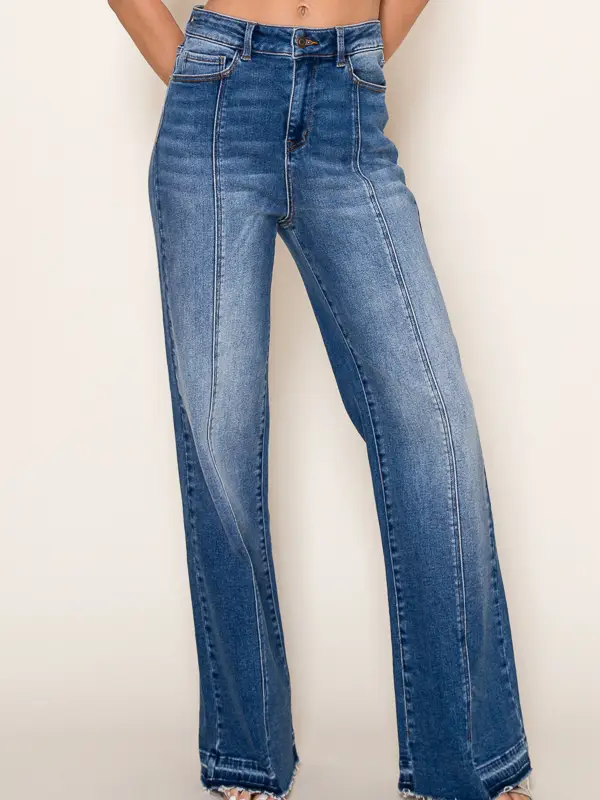 Vertical Splice Wide Leg Jeans