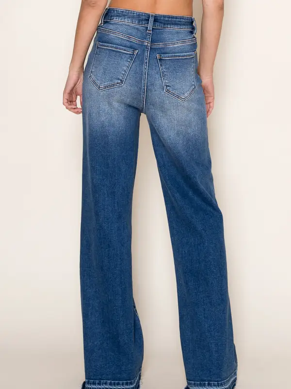 Vertical Splice Wide Leg Jeans
